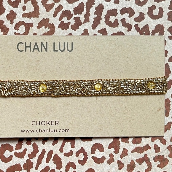 CHAN LUU Bohemian Choker Necklace Embellished Tan & Golden A - Picture 1 of 8